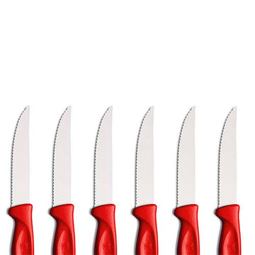 Juego de 6 cuchillos para carne acero inoxidable rojo Wusthof
